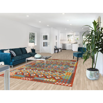 Tapis réversible en laine Kilim 7 x 7