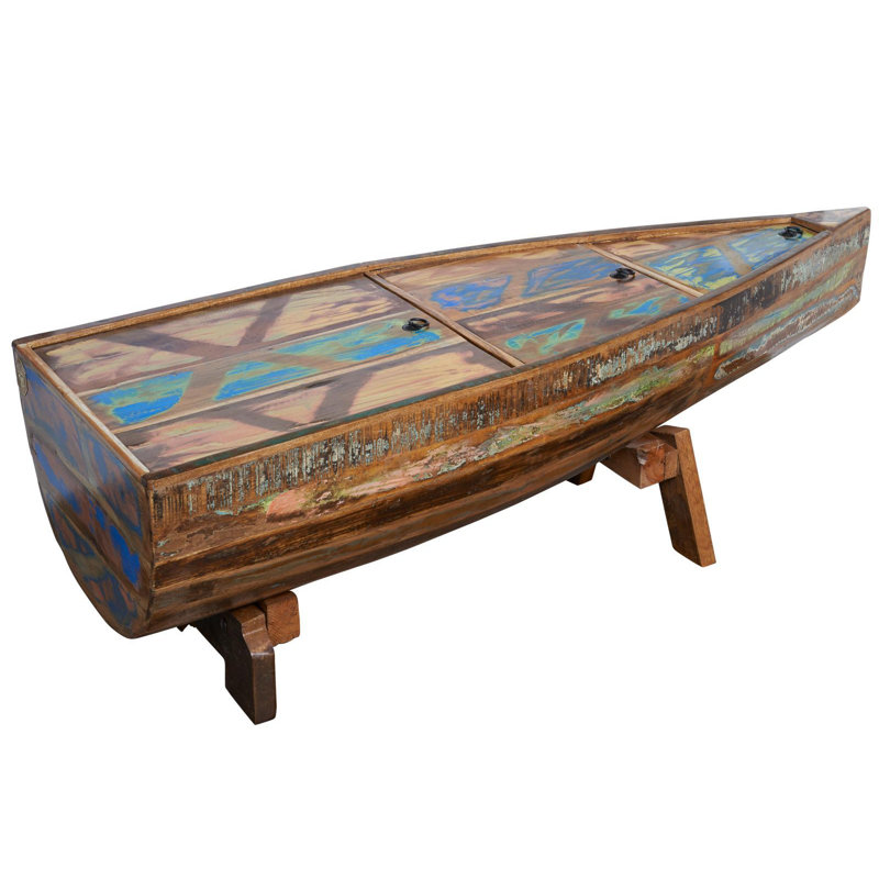 Nature Of Spirit Solid Wood Four Leg Coffee Table with Storage
