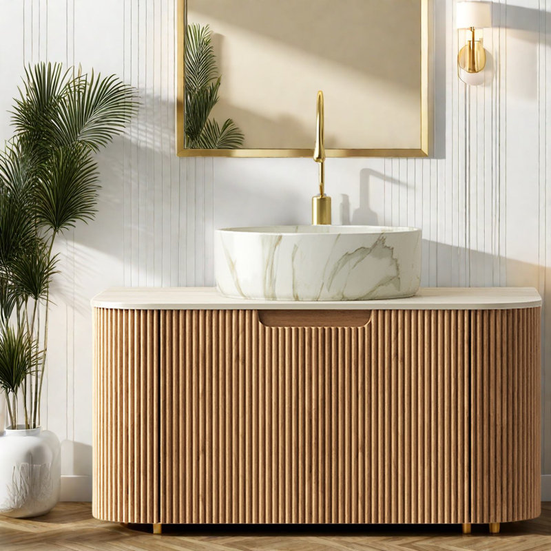 Meuble-lavabo et lavabo flottant de qualité supérieure, bois naturel, design moderne pour la maison