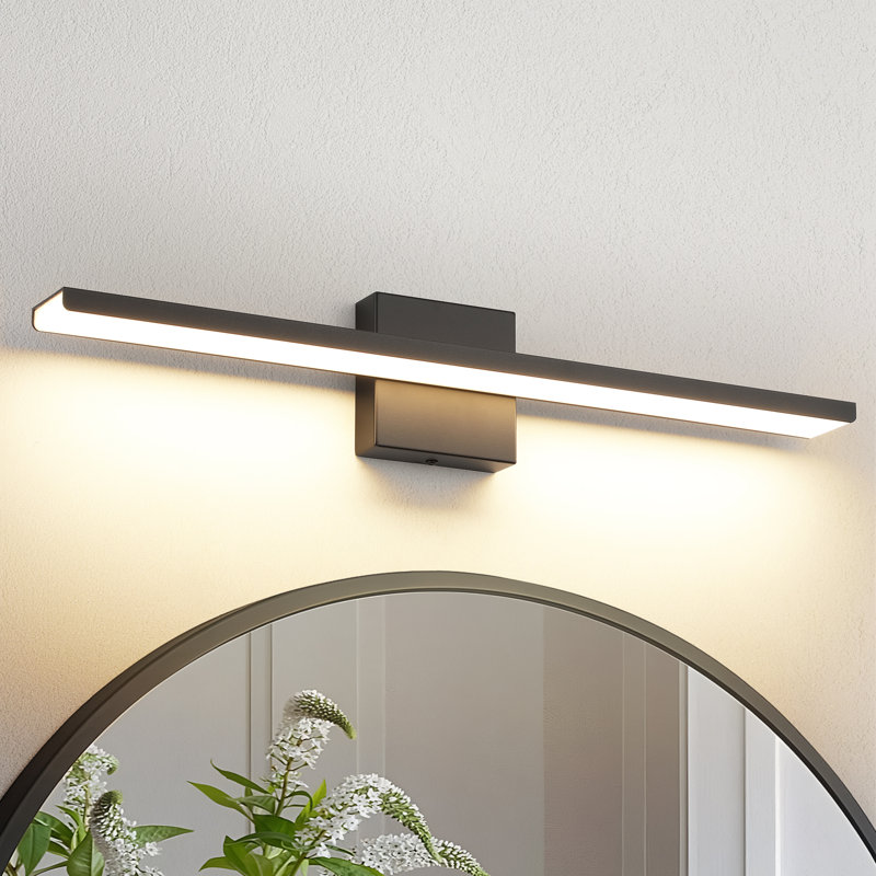 24" Black LED Bathroom Vanity Light Fixture – Dimmable & Waterproof