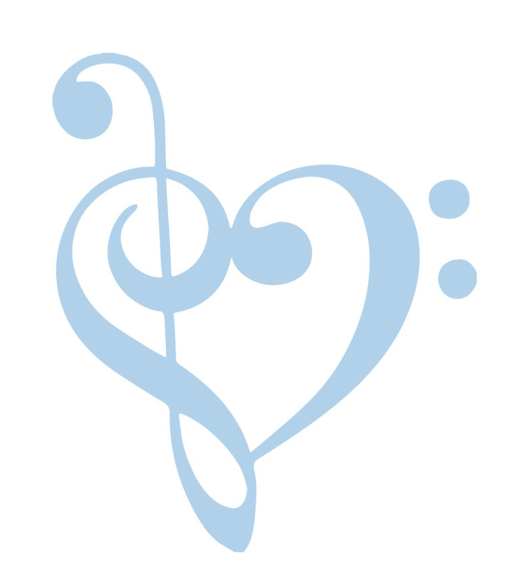 Décalcomanie murale coeur musical, H 24 po x l 20 po x P 0,01 po, Bleu poudré