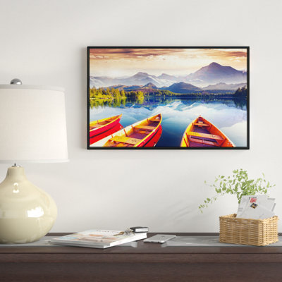 « bateau heading to lake », reproduction de peinture à l’huile sur toile tendue encadrée