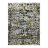 Wool Geometric Area Rug in Gray