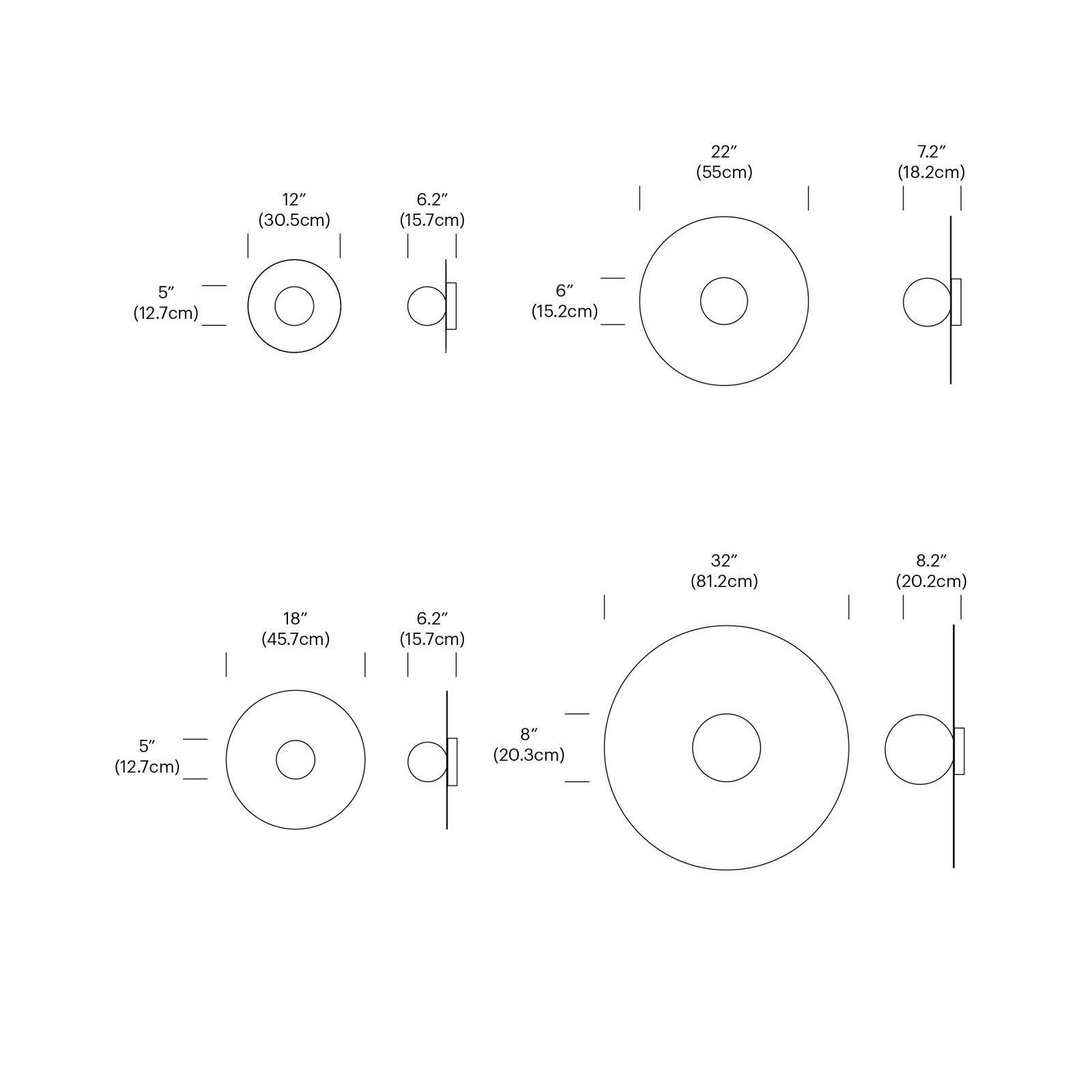 Bola Flush Disc, 8.2" H x 32" W x 32" D, Gunmetal