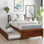 Lit plateforme simple en bois noyer avec lit gigogne amovible - Structure polyvalente pour chambre à coucher et mobilier élégant-1665536384