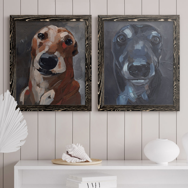 Good Boy I - ensemble de 2 reproductions d'art sur toile, H 24 po x l 36 po x P 1,5 po, Toile avec cadre noir