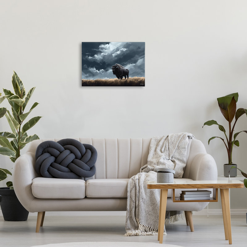 «Bison Silhouette with Clouds» par Roozbeh Bahramali, H 16 po x l 24 po