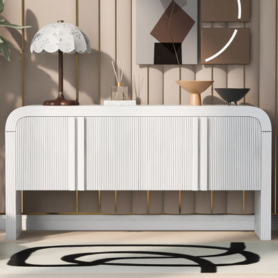 Console 63 pouces à motif de vagues avec 4 portes et tablette réglable