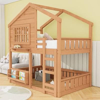 House Bed with Double-Layer Play and Sleep Design