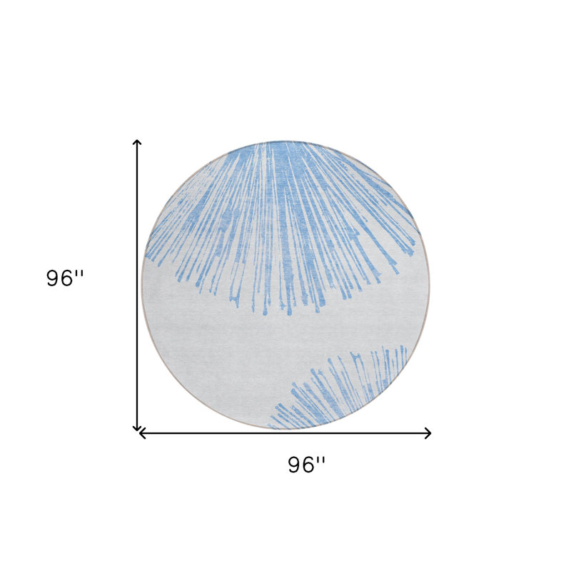 Tapis intérieur rond lavable abstrait ivoire 8 pi