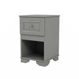 Elegant Design Nightstand With Drawer And Open Shelf For Bedroom, Retro Style Bedside Table With Classic Design And Metal Handle