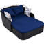 Lit double d'extérieur avec auvent réglable et boucle en corne - coussins noirs et bleus-1354912459