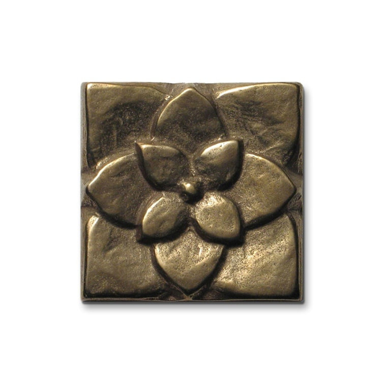 2" x 2" Metal Lotus Decorative Tile Insert