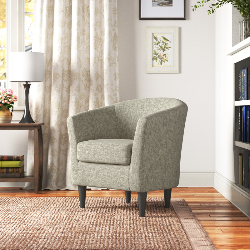 Fauteuil demi-tonneau en polyester de 31,5 po de largeur Gammill, Mélange de polyester - gris clair
