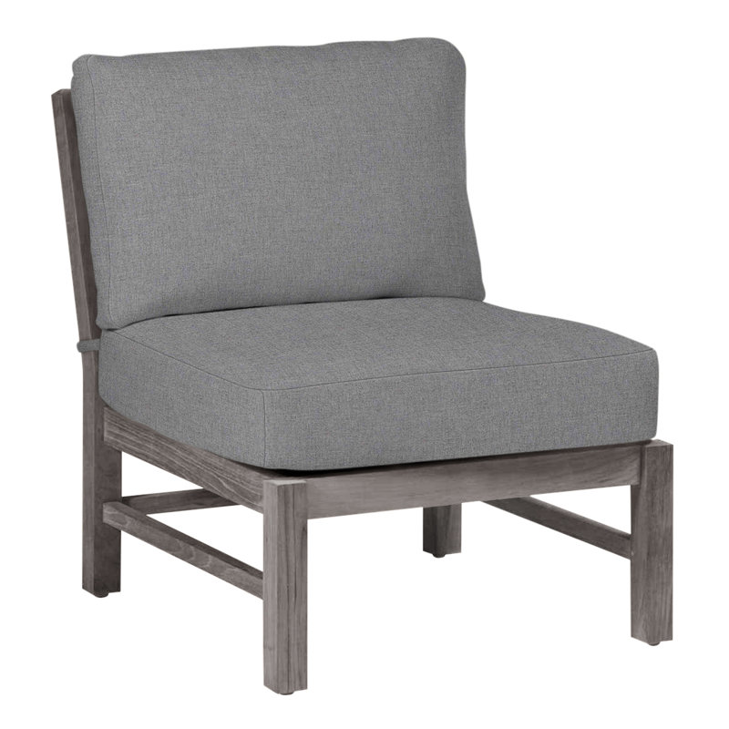 Club Teak Sectional Slipper Chair, Oyster Teak, No Welt, Verona Mist