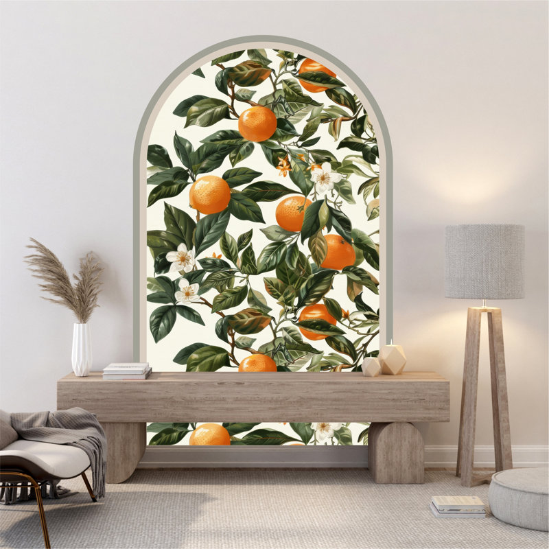 Art mural de cuisine, oranges, adhésif décoratif non pelucheux, peler et coller, papier peint amovible, H 85 po x l 48 po