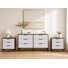 Ensemble de chambre à coucher 3 pièces, 1 commode et 2 tables de chevet, noyer et blanc