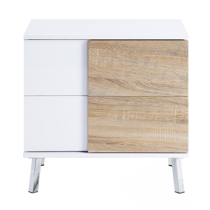 Table de bout avec tiroirs coulissants et fabrication en panneau de fibres à densité moyenne durable