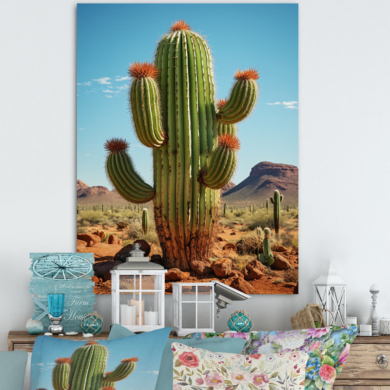 Leonisha, corail vert, cactus du désert, orgue I sur toile, H 20 po x l 12 po x P 1 po, Toile tendue