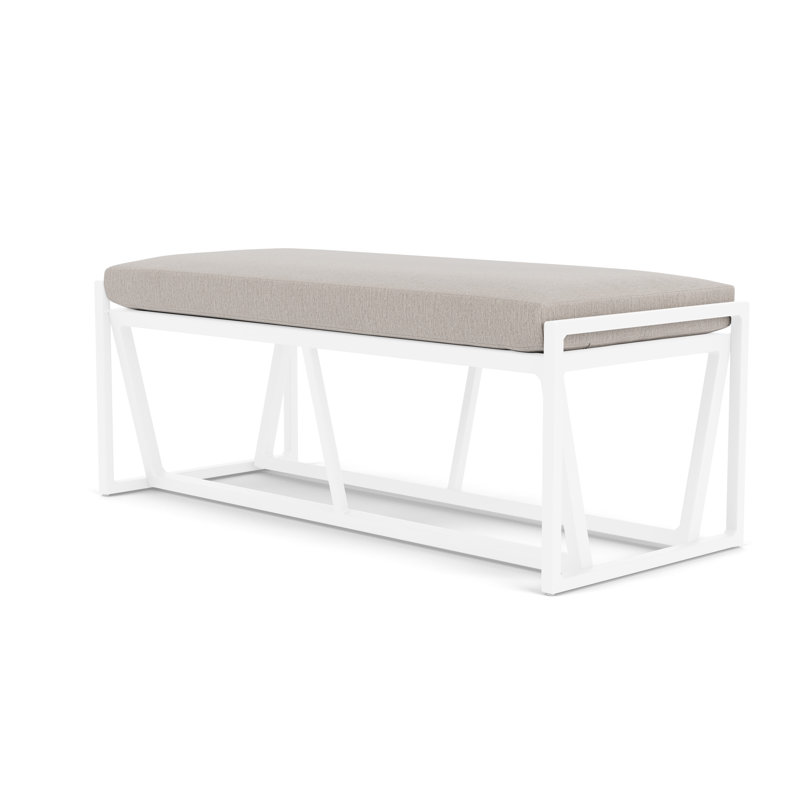 Summit Outdoor Dining Bench, White, Remy Cloud