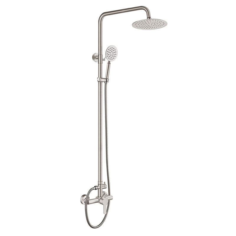 Douche d'extérieur à double fonction Milo avec poignée levier simple en acier inoxydable, Brossé