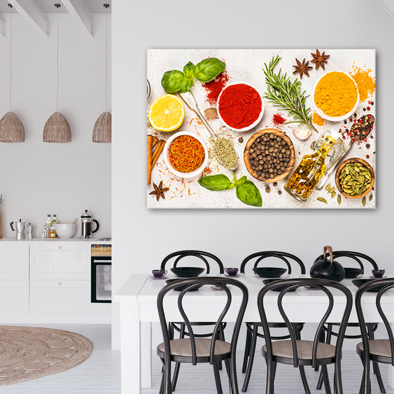 Herbs and Spices for the Kitchen Art Print on Canvas, 80cm H x 120cm W