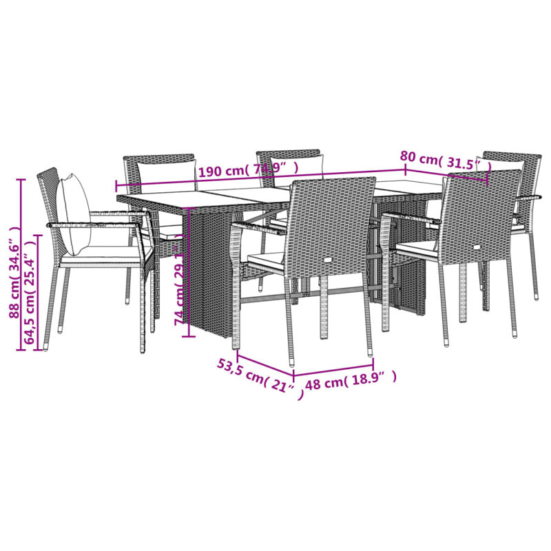  Garden Dining Set Grey