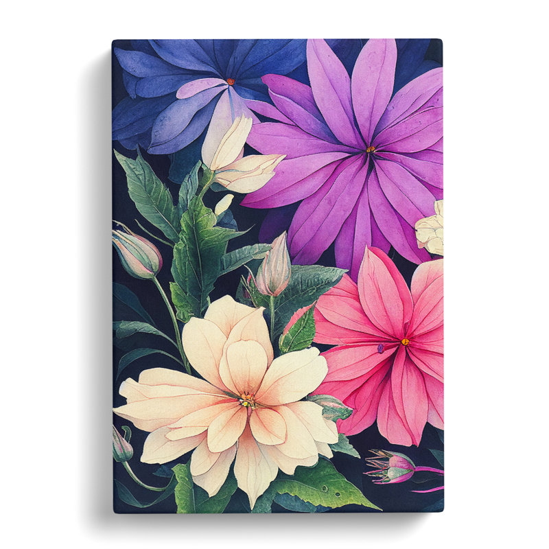 Water Painted Flowers No.5 - Wrapped Canvas, 50cm H x 35cm W x 3cm D