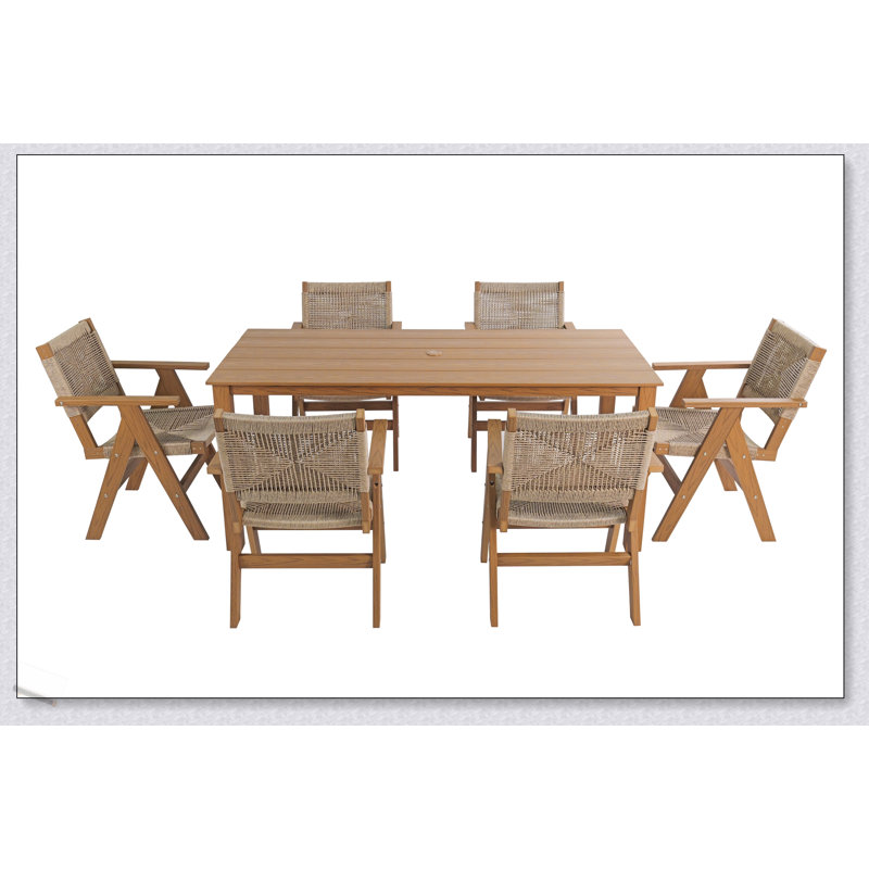 Table de salle à manger en bois imitation bois, compacte et durable pour les pique-niques en plein air, 68,9 pouces, Teck