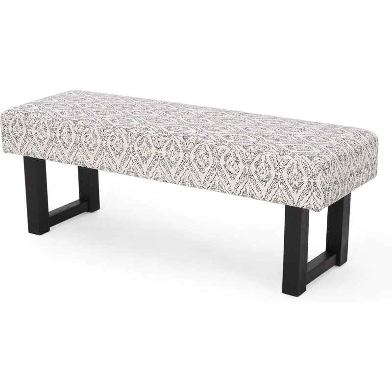 Banc en tissu imprimé en noir et blanc Boho