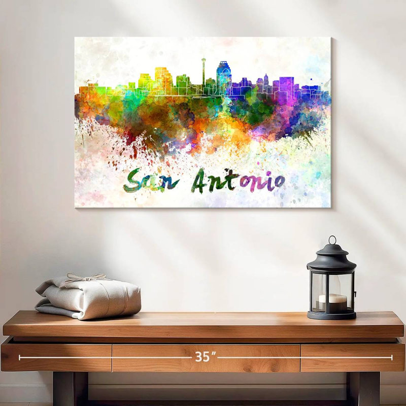 «San Antonio Skyline Colors», reproduction sur toile, H 16 po x l 24 po x P 1,25 po