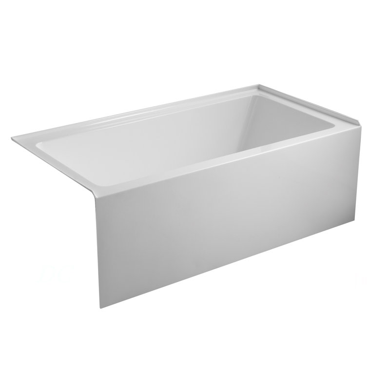 Baignoire en alcôve 60 po x 32 po - Baignoire de trempage en acrylique avec tablier intégré, drain à gauche, installation à trois parois, baignoire de salle de bain moderne