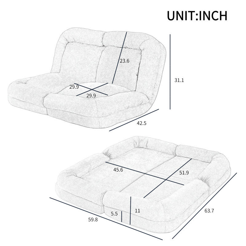Canapé-lit convertible simple escamotable, la partie droite du produit complet., Blanc