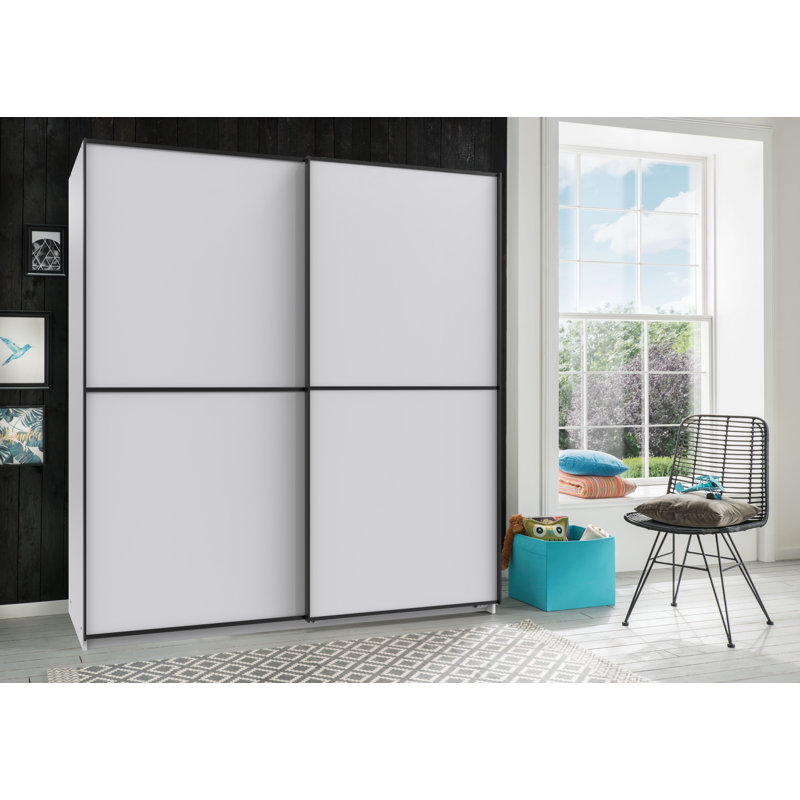 2 Door Wardrobe, 199cm H x 180cm W x 65cm D, White