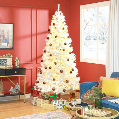 7.5' Tall Prelit Christmas Tree Douglas Fir Artificial Christmas Tree With Realistic Branches, 500 Warm  LED Lights And 1346 Tips