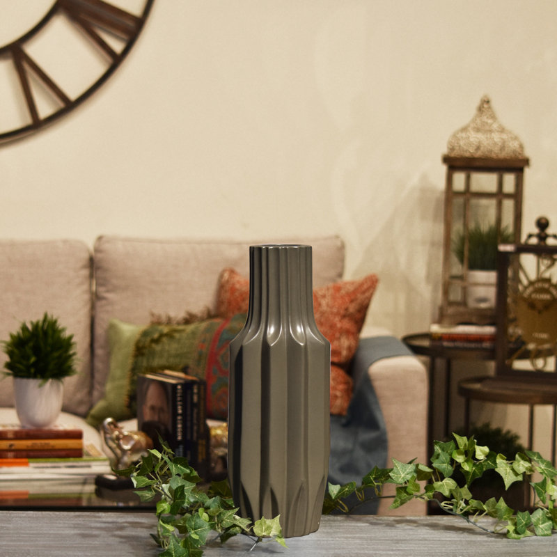 Guidry Ceramic Table Vase, Taupe
