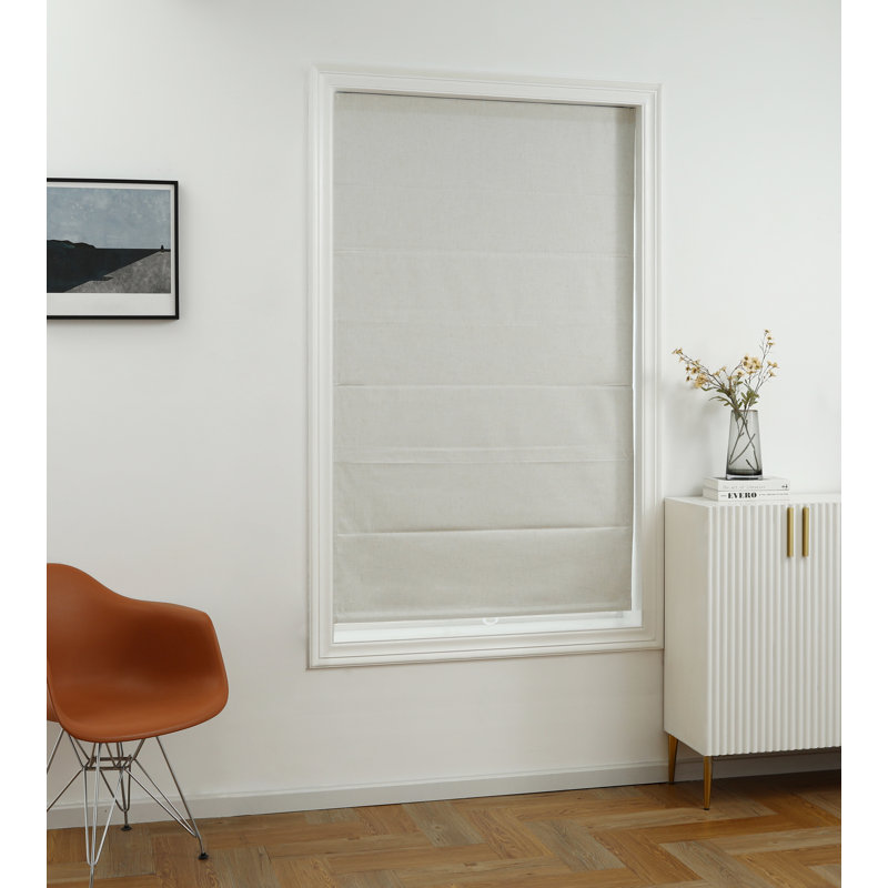 Store romain 100% coton occultant sans cordon, L 34 po x L 64 po, Blanc cassé