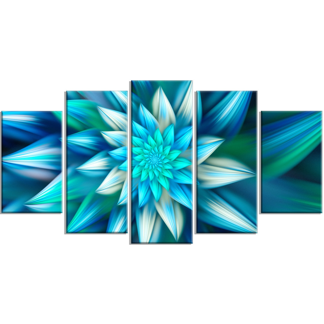 " Huge Blue Fractal Flower " 5 - Pieces Design Art