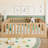 Solid Wood Montessori Floor Bed for Kids with Playful Door Design-1800814670