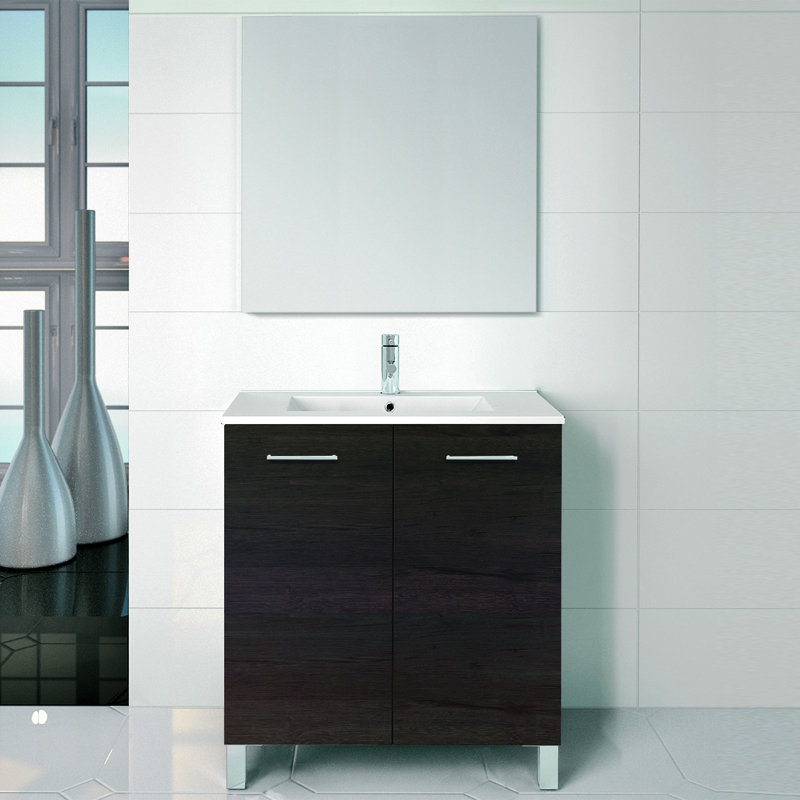 Wenge 32" Freestanding Single Bathroom Vanity with Ceramic Top