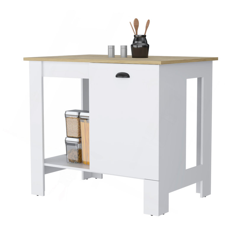 Îlot de cuisine avec porte simple et tablette inférieure ouverte Lander