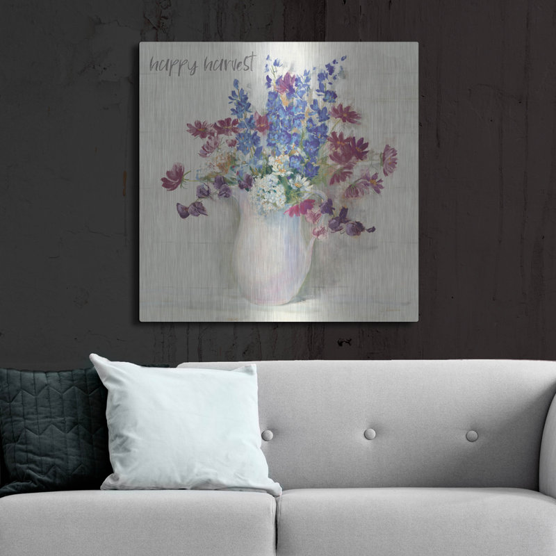 «Harvest Ironstone Bouquet II» par Carol Rowan, art mural en métal, H 36 po x l 36 po