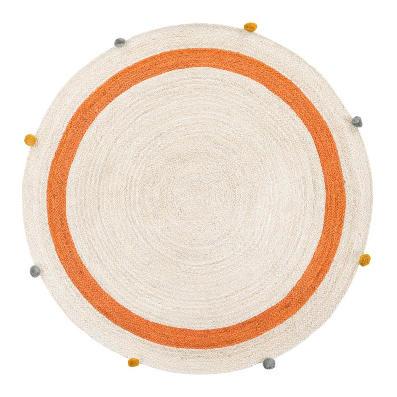 Tapis pour enfants en jute tressé, Round 5'1" x 5'1"