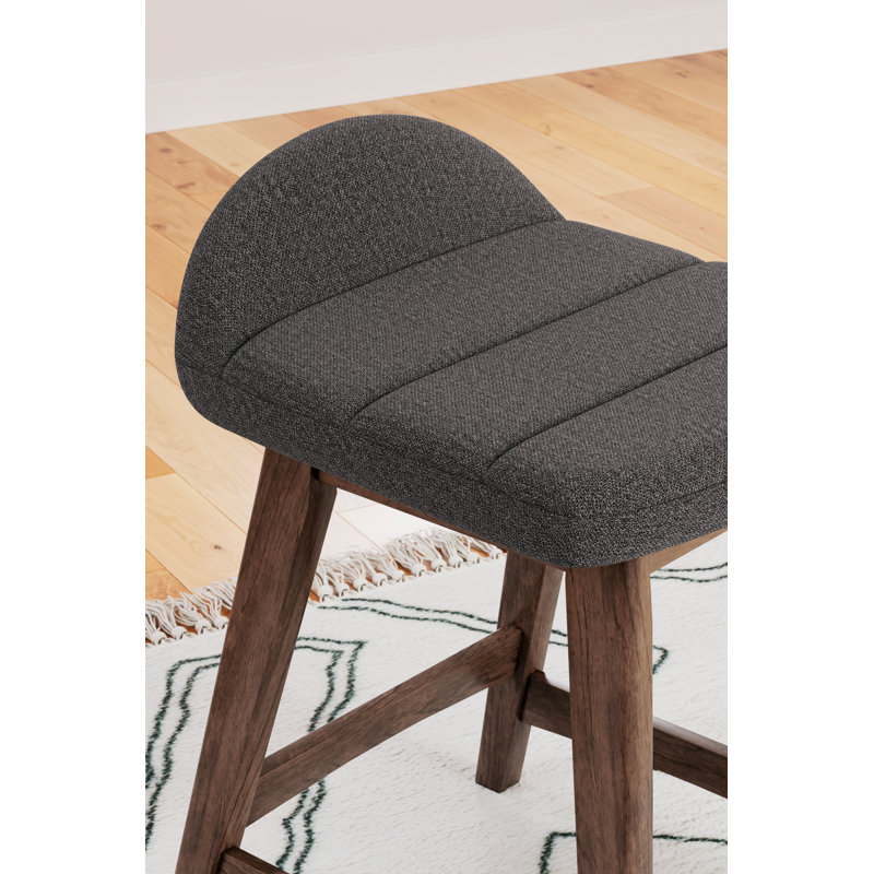 Munana Upholstered Counter Stool with Solid Wood Frame, Charcoal