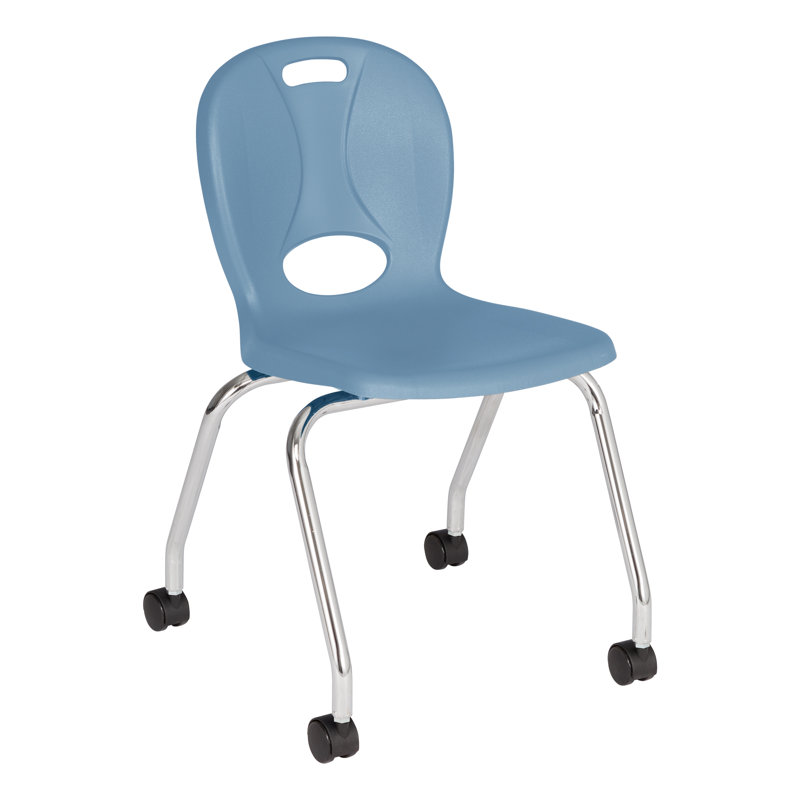 Sky Blue Polypropylene Classroom Chairs with Wheels (Set of 2)
