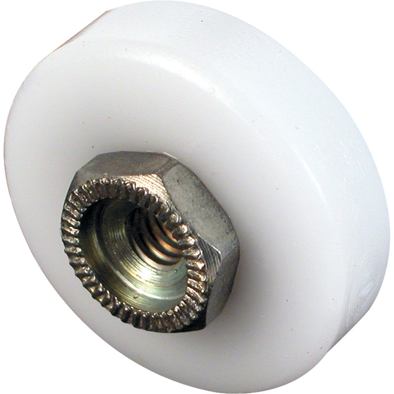 Shower Door Roller, 3/4 In., Plastic, Steel Ball Bearing, Flat Edge