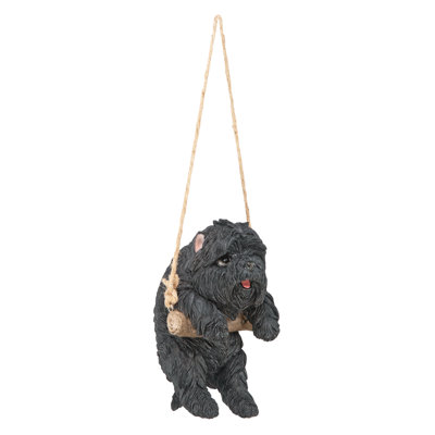 Hanging Maltese Puppy on a Perch Dog Wall Decor