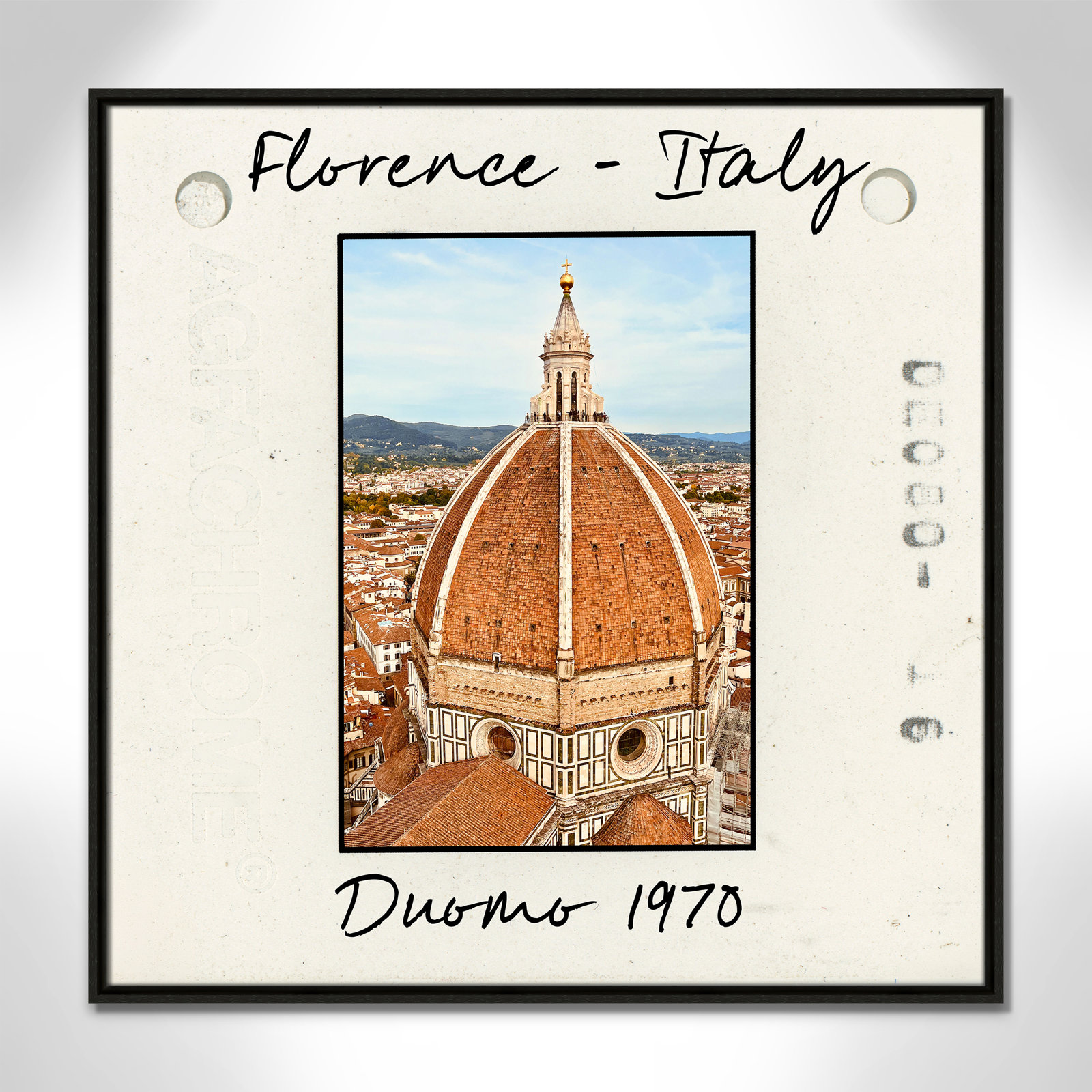 Travel Slide Collection "Florence, Italy - Duomo" Print, Espresso Floater Framed Canvas, 31.5" H x 31.5" W x 2" D