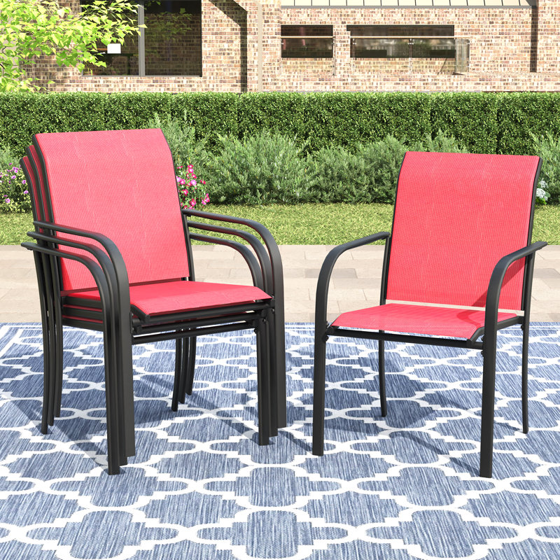 Chaises de patio d'extérieur empilables, Rouge