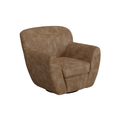 Wooden Frame & Metal Base, 360 Degree Swivel Accent Chair